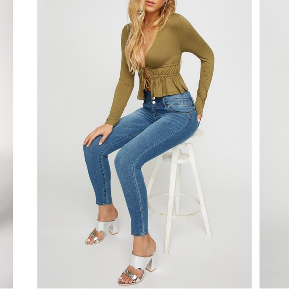 high waist push up skinny jeans
